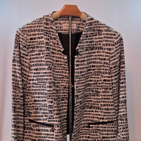 NWT -- Calvin Klein Women’s Plus 18W Black & White Printed Open Front Blazer - Picture 12 of 13